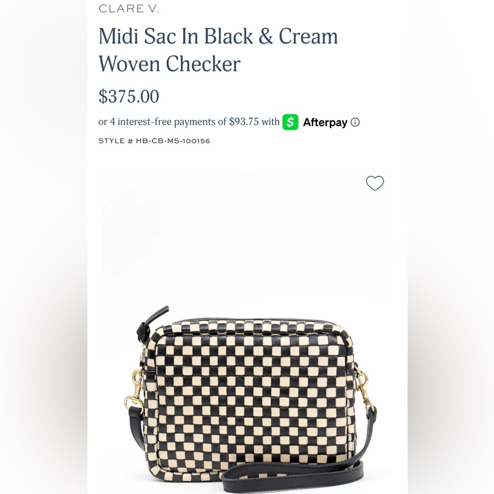 Clare V Midi Sac - Black and Cream Checkerboard